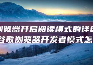 谷歌浏览器开启阅读模式的详细步骤指南 (谷歌浏览器开发者模式怎么用)