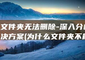 为什么文件夹无法删除-深入分析及实用解决方案 (为什么文件夹不能压缩)