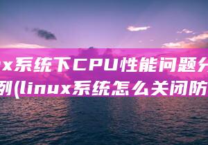 Linux系统下CPU性能问题分析案例 (linux系统怎么关闭防火墙)